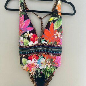 NWT Excellent Condition Sunshine 79 Sz12 one piece reversible swim suit tie back